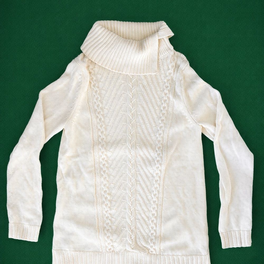 Talbots Cream Cable Knit Turtleneck Sweater – XS NWOT